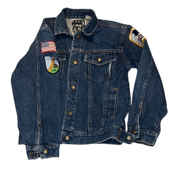 VTG Tomorrows Generation Jean Denim Jacket Juniors Small Retro 80s Patches - Picture 2 of 4